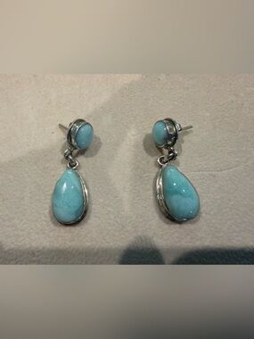 Silver Larimar Earrings